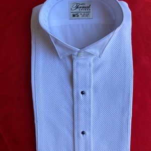 Brand new M-5 Formal Shirts white pique wingtip tuxedo shirt for men